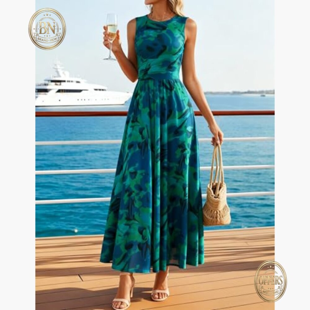 Polyester Elastane Mesh Maxi Dress Sleeveless Cre… - image 6